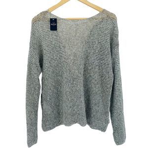 NWT hollister gray sweater with cream lace back size medium/large